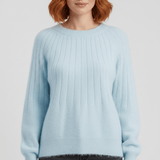 Gerippter Langarm-Pullover - Mayra in Hellblau