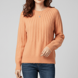 Gerippter Langarm-Pullover - Mayra in Orange