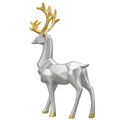 2Stück™ – Geometrische Goldene Elch-Skulptur aus Harz