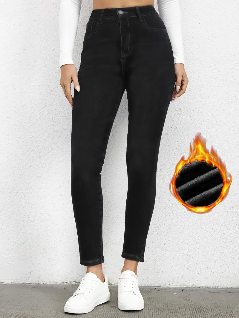 50% Rabatt | Dreikith™ - Schlichte Fleece Liner Skinny Jeans [Letzter Tag Rabatt]