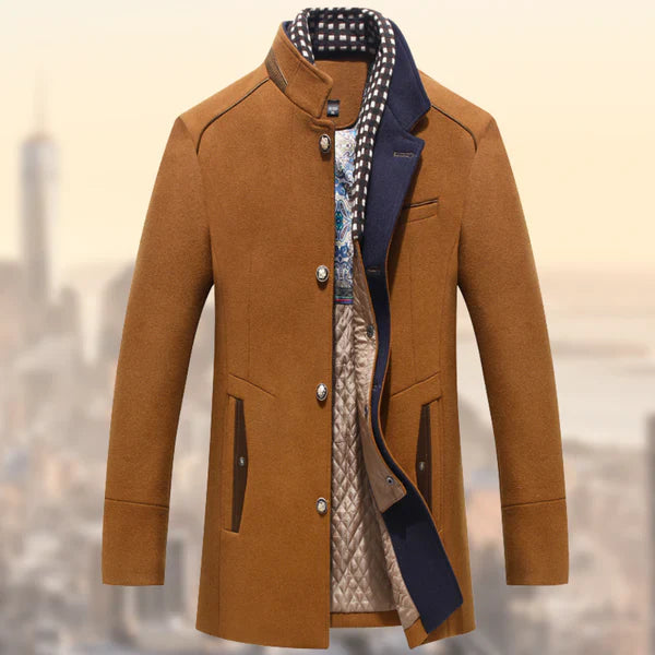 Louis - Winterlicher winddichter Wollmantel mit Schal