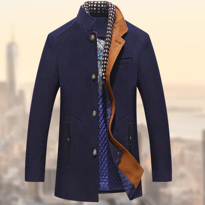 Roy - Winterlicher winddichter Wollmantel mit Schal