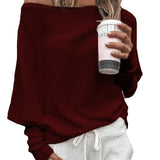 Trendige Off-Shoulder-Strickdamenpullover - Sophie in Rot