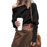 Trendige Off-Shoulder-Strickdamenpullover - Sophie in Schwarz