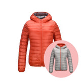 Stilvolle Wendbare Damen Daunenjacke - Aurora in Orange/Grau