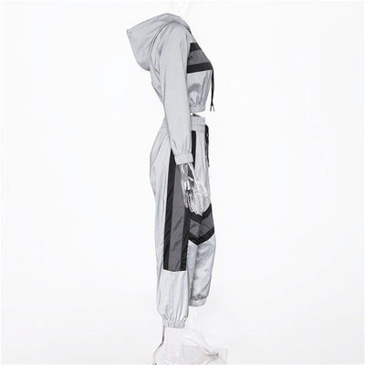 Heidi-Mode | Reflektierender Cropped Hoodie Overall