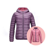 Stilvolle Wendbare Damen Daunenjacke - Aurora in Lila/Rosa