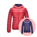 Stilvolle Wendbare Damen Daunenjacke - Aurora in Rot/Marineblau