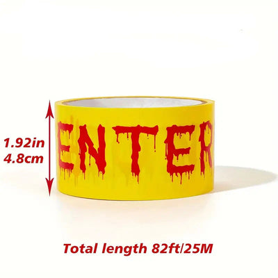 Halloween Warnband mit blutigen Handabdrücken – 25m Kunststoff Dekorolle für Horrorparty und Spukhaus