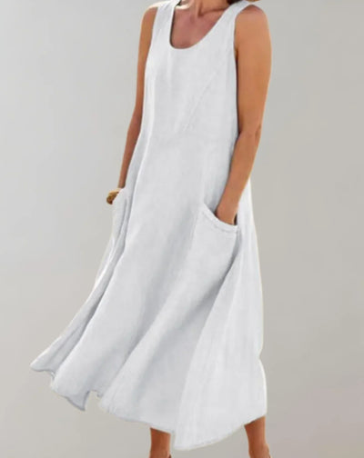 Jolie – Ärmelloses Midikleid aus Baumwollleinen