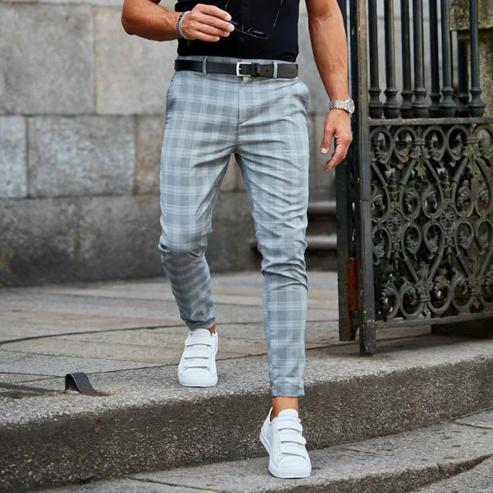 Maurice - Modische karierte lange Bleistifthose für Herren