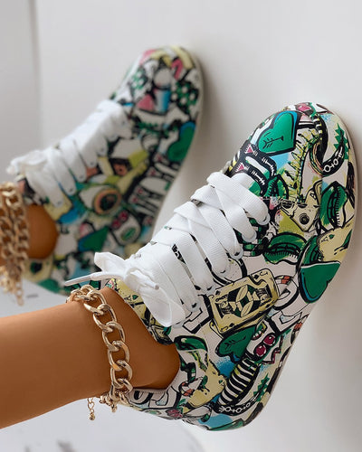Detanny - Trendige Graffiti Freizeit Damen Sneaker