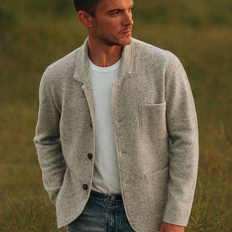 Herren Freizeitblazer mit Frontknöpfen und Aufgesetzten Taschen