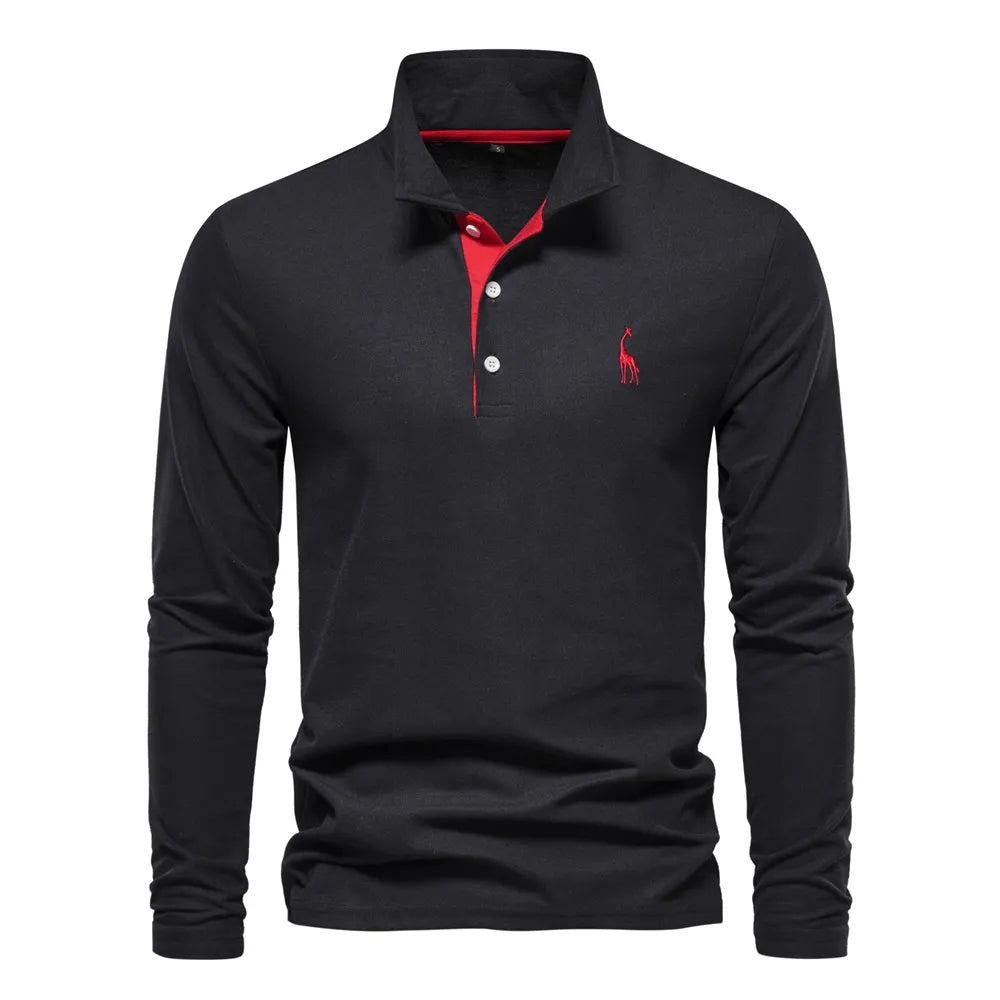 Herren Langarm Poloshirt mit Eleganten Details aus Hochwertiger Baumwolle
