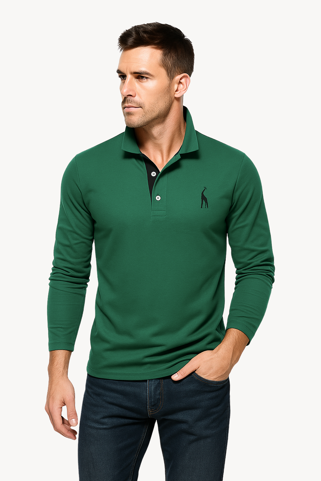 Herren Langarm Poloshirt mit Eleganten Details aus Hochwertiger Baumwolle