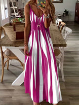 Carielle | Träger-Maxikleid mit grafischem Print in Rosa