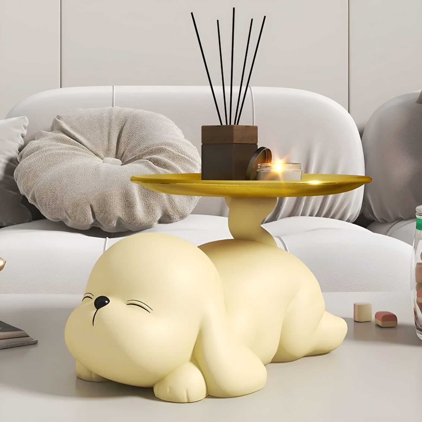 Dekorativer Hundenapfhalter mit Tablett