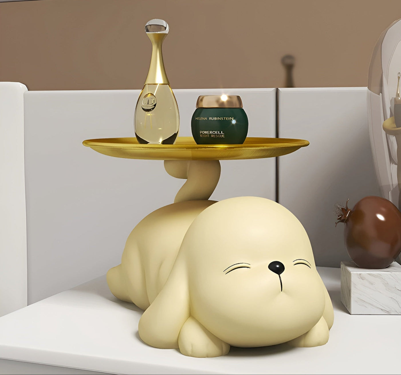 Dekorativer Hundenapfhalter mit Tablett