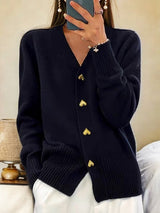 Hüftlanger Cardigan Mit Knopfleiste - Frida in Schwarz
