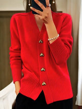 Hüftlanger Cardigan Mit Knopfleiste - Frida in Rot