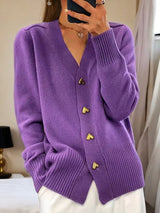 Hüftlanger Cardigan Mit Knopfleiste - Frida in Lila