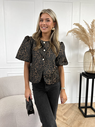 Bluse mit Puffärmeln | Modern und elegant | Tiermuster