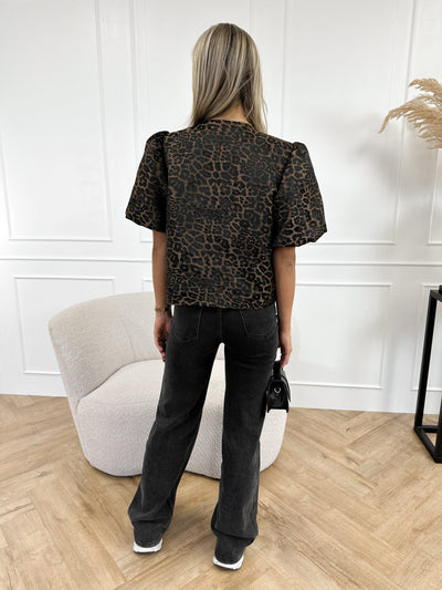 Bluse mit Puffärmeln | Modern und elegant | Tiermuster