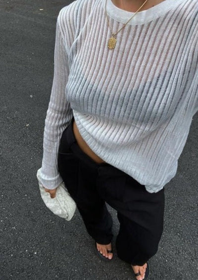 Transparenter Strickpullover | Leichte Struktur & Schmale Passform | Elegante Lässigkeit