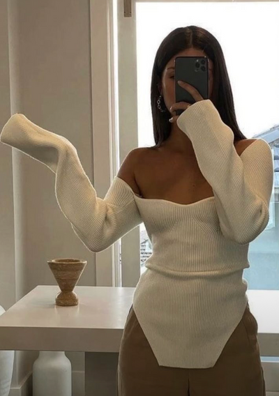 Rippstrick-Top | Figurbetont & Femininer Ausschnitt | Eleganter Chic