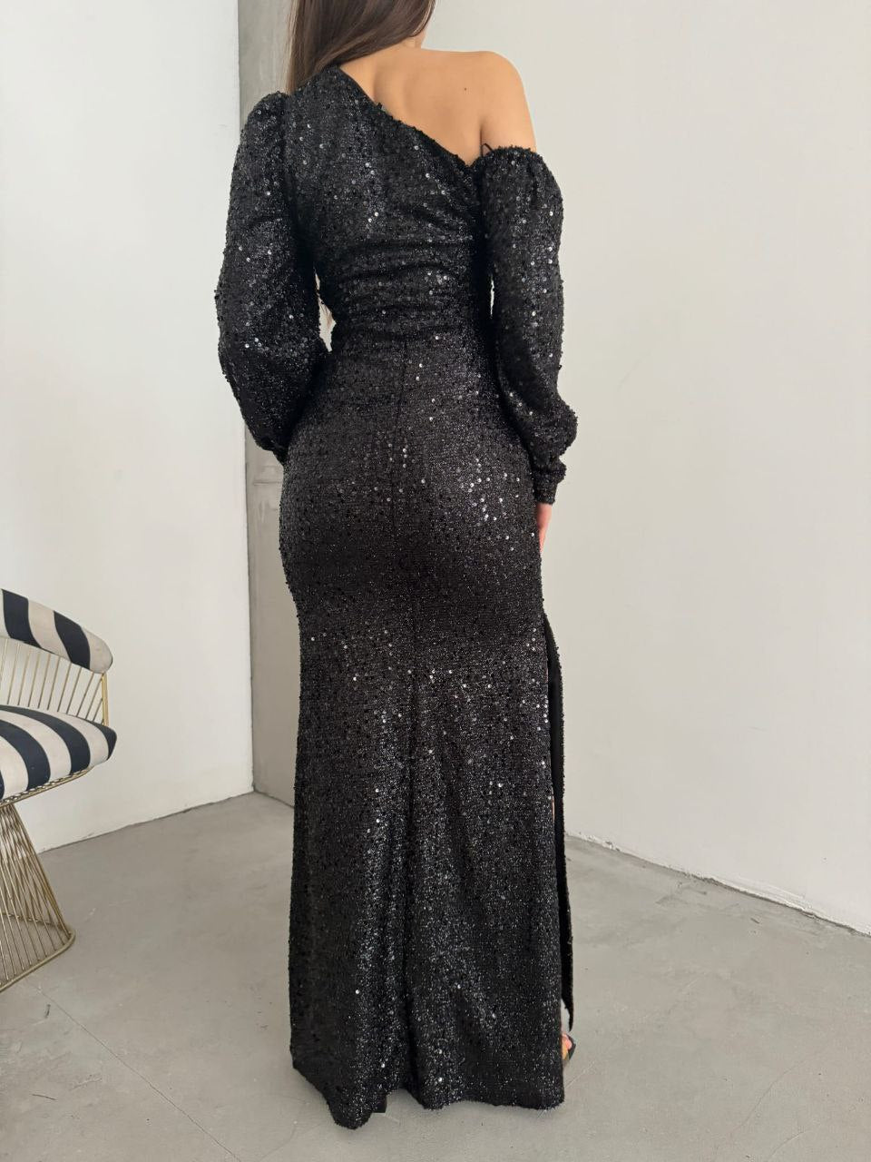 Elegantes Paillettenkleid | Ein-Schulter-Stil | Figurbetonter Schnitt