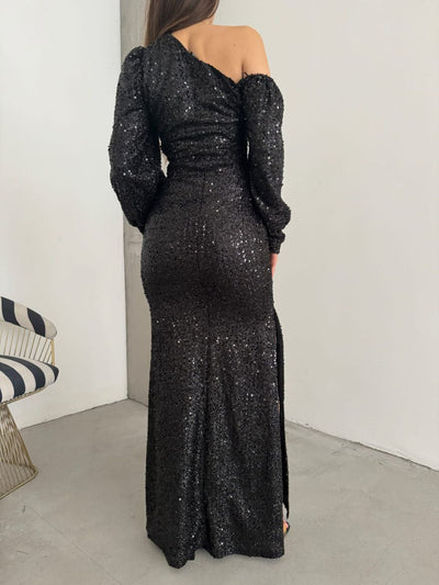 Elegantes Paillettenkleid | Ein-Schulter-Stil | Figurbetonter Schnitt