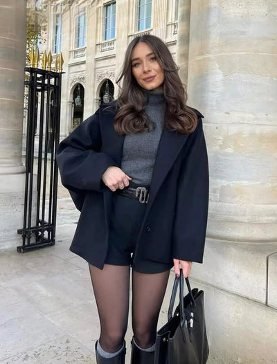 Lovie | Oversized Mantel mit Wollgefühl & City-Chic