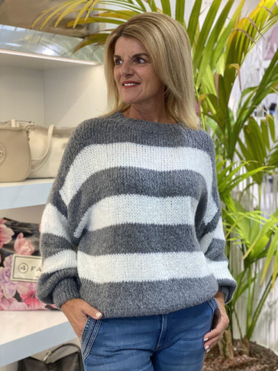 Gestreifter Strickpullover | Flauschige Textur | Kuscheliger Komfort