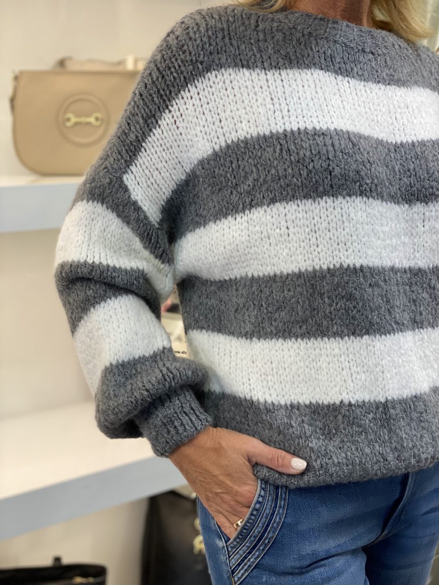 Gestreifter Strickpullover | Flauschige Textur | Kuscheliger Komfort