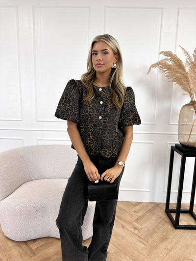 Bluse mit Puffärmeln | Modern und elegant | Tiermuster