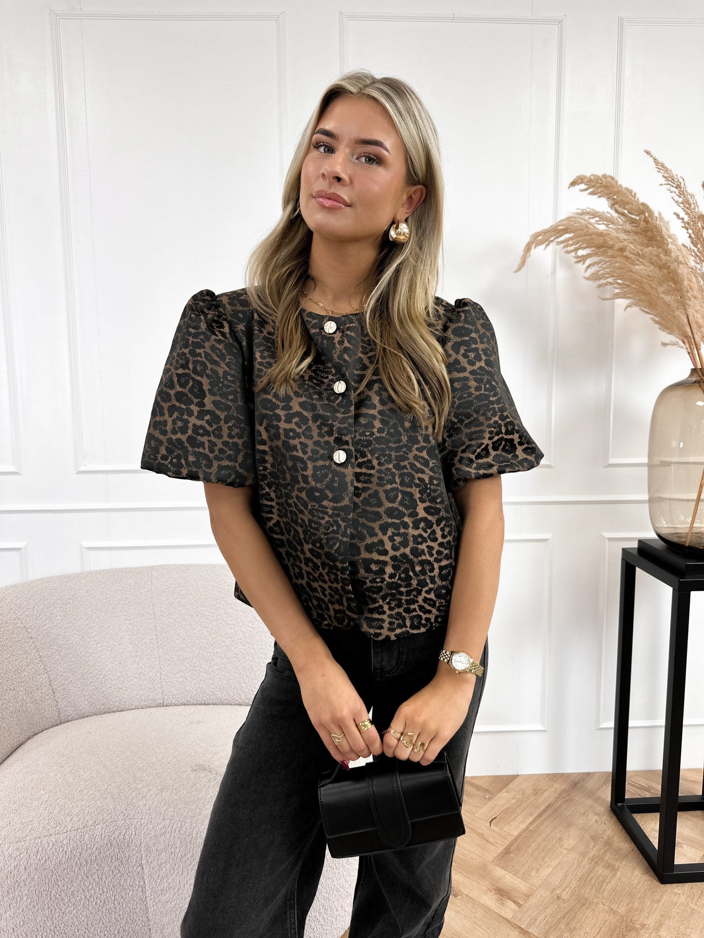 Bluse mit Puffärmeln | Modern und elegant | Tiermuster