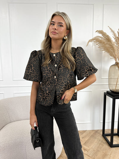 Bluse mit Puffärmeln | Modern und elegant | Tiermuster
