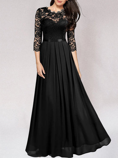 Tabitha - langes, elegantes Brautjungfernkleid aus fließender Spitze