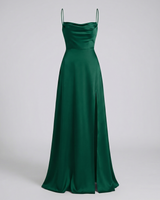 Elegantes Damen Seiden Maxikleid Fließender Schnitt – Schickes Sommer Abendkleid in Grün