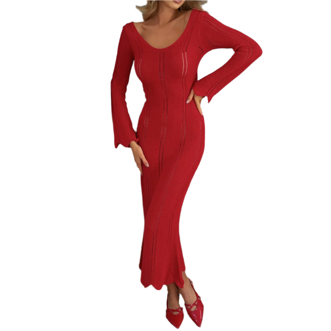 Zaria - Elegantes Strickkleid mit breiten Ärmeln