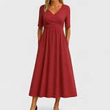Piper - Midikleid mit kurzen Ärmeln in Rot