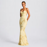 Norma - Stilvolles Maxikleid mit Blumenprint in Gelb