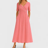 Piper - Midikleid mit kurzen Ärmeln in Rosa