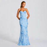 Norma - Stilvolles Maxikleid mit Blumenprint in Blau
