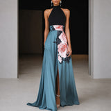 Annie - Ärmelloses Maxikleid mit Blumenmotiv in Blau