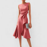 Stella - Elegantes ärmelloses Midikleid in Rosa