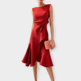 Stella - Elegantes ärmelloses Midikleid in Rot
