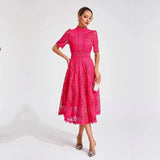Carmen - Elegantes Midikleid in Rosa