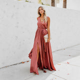 Kareem - Lässiges Maxikleid mit Taillengürtel in Rosa