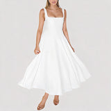 Blair - Schlichtes Einfaches Midikleid in Weiß
